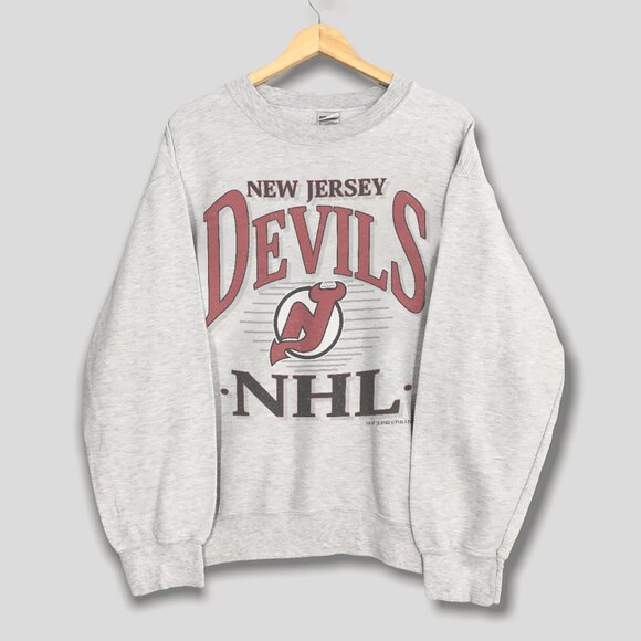 Vintage New Jersey Devils Hockey Sweatshirt, 90s New Jersey Devils NHL Shirt Tee - Picture 1 of 2